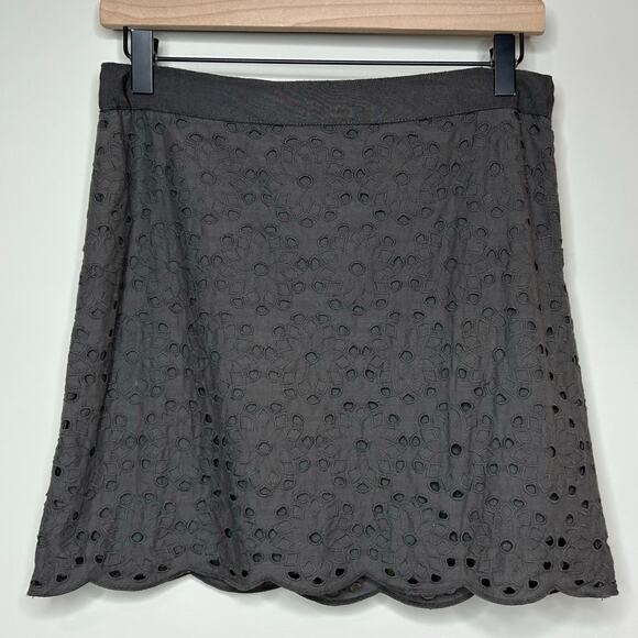 J.Crew Factory Gray Floral Eyelet Skirt Size 0 - Picture 1 of 7